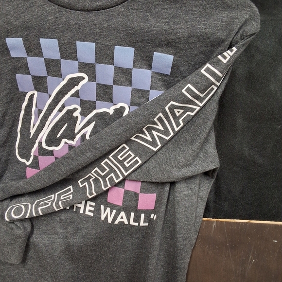 Vans grey youth size long sleeve ,Purple and Black Checkered Tee - Picture 6 of 15